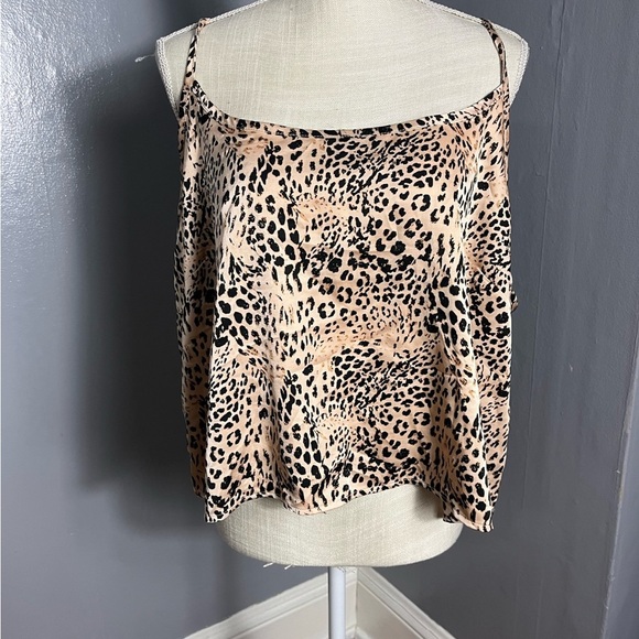 Forever 21 Animal Print Cropped Cami 3x scandi girl neutral summer festi staple - Picture 3 of 5
